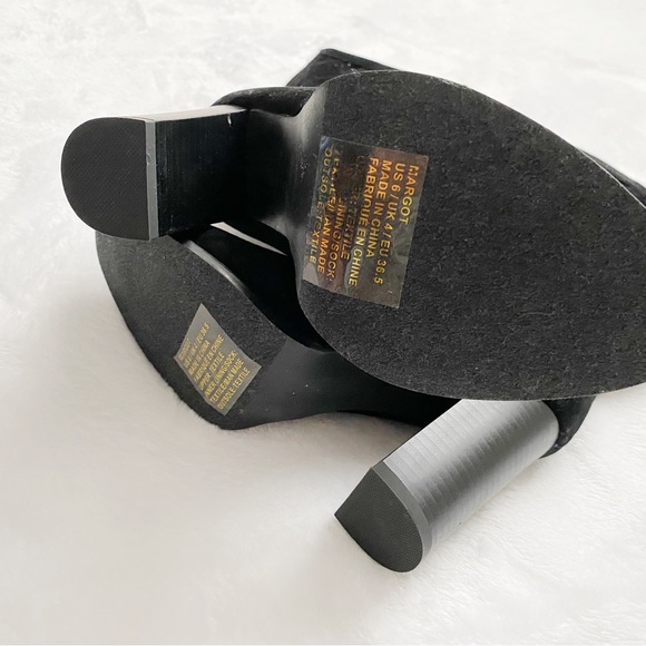 NWOT Perforated Stacked Heel Black Boots - Picture 5 of 12